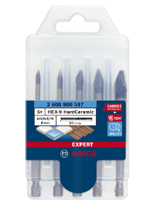 Set of 5 Hard Ceramic HEX-9 Expert Drill Bits 4/5/6/8/10mm