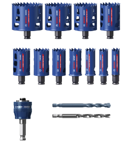 Set of 11 Multi-material Carbide Hole Saws Diam. 20 to 76mm