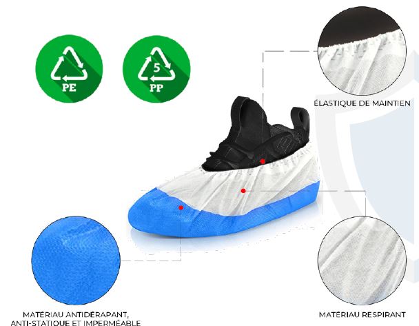 Disposable non-slip shoe covers (bag of 50 pieces)