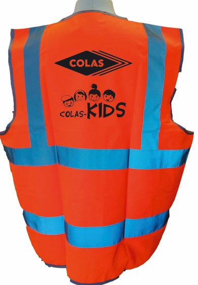 Fluorescent orange hv vest Colas Kids back (Harnieh)