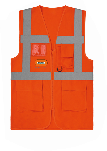 Orange multi-pocket HV fluorescent vest BY TP RF
