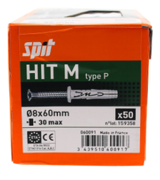 [CO152166] HITM 8X60/30P hammer-in anchor (Box of 50)