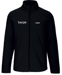 [HS156085] Black softshell jacket with Laurent heart embroidery + steam generator design with RGV900 inscription opposite heart (2XL)