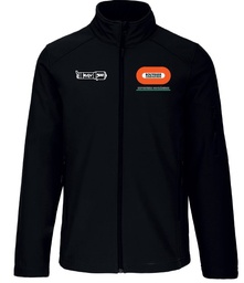 [HS158233] Veste softshell noire brodée BY CN EXPERTISES NUCLEAIRES + dessin générateur de vapeur avec inscription RGV900 opposé cœur