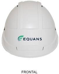 [HS158234] Kara fitter's helmet with short visor and no goggles, 4-point chin strap, flash buckle (White) - EQUANS front logo