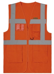 [HS158663] Gilet fluo hv orange multipoches STRAL coeur + dos