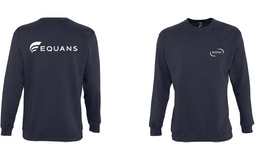 [HS159164] Navy blue unisex crew neck sweatshirt 280gr 50% cotton - 50% polyester BYES white heart + EQUANS white back