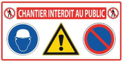 [SI160820] Panneau chantier interdit au public dim. 600x300x3mm 