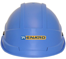 [HS162237] Casque Kara bleu porte étiquette visière longue + lunettes avec aération - jugulaire 4 points RENARD