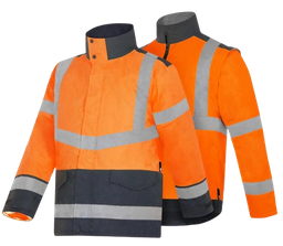 [EP164620] Parka 4 en 1 HV orange Homme respirant SANS LOGO ou avec Logo Coeur - parka + gilet intérieur