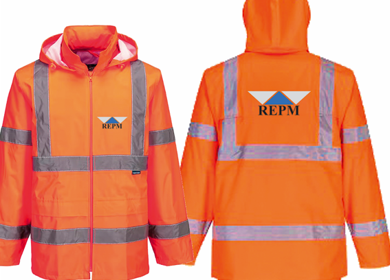 Veste de pluie HV orange REPM coeur + dos | Distrimo