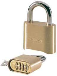 [IN169102] Cadenas combinaison 51mm - corps zinc finition laiton - anse acier cémenté 25mm, diam. 8mm - combinaison programmable 4 chiffres à l'aide clé codage