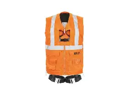 [EP171675] Gilet orange HV Harnais avec boucles dorsal  metalliques et sternal textile sans ceinture