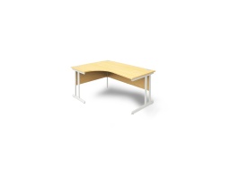 [IN010781] Bureau série U 160x120cm mélamine hêtre pieds alu angle 90° gauche (vendu à l’unité)