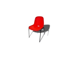 [IN008441] Chaise coquille plastique rouge piètement noir