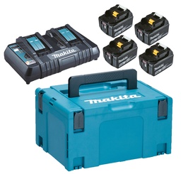 [EL010331] Pack of 4 Makita 18V 5Ah batteries with DC18RD dual charger