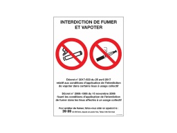[SI017859] Autocollant interdiction de fumer et de vapoter avec décret 210 x 297 mm