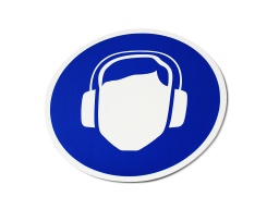 [SI005931] Hearing protection sign Diam. 290 mm blue PVC