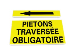 [SI005934] Mandatory pedestrian crossing sign with arrow 600 x 300 x 100mm
