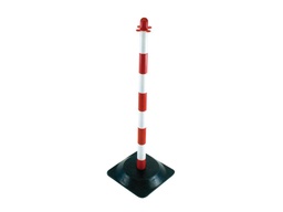 [IN003730] Poteau rouge/blanc sur socle lesté caoutchouc - lot de 2