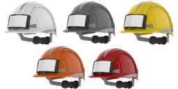 [EP017366] Casque Evolite avec porte badge + Kit bandes rétro grises (CR2) - Variante de couleur