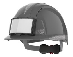 [EP017366] Casque Evolite avec porte badge + Kit bandes rétro grises (CR2) - Variante de couleur