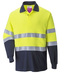 [EP018226] Polo HI VIS Modaflame antistatique jaune / bleu marine
