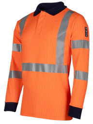 [EP020780] Polo manches longues orange HV retard feu antistatique arc électrique Lerby (sur cde)