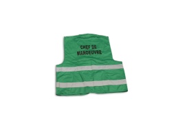 [EP009147] Green vest with retro stripes for drill leader on the back
