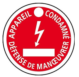 [CO103537] DISQUE POLYPLEX ''APPAREIL CONDAMNE''100MM (VENDU A L’UNITÉ)