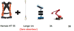 [EP104662] Kit EPI confort nacelle 3A&3B [harnais (M) HT55 + longe 1m - mousqueton M11 QT + M53 + Sac]