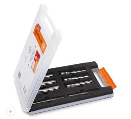 [EL104887] Coffret de fraises weldon ¾, profondeur 25 mm, 6 fraises Diam.  12,14,16,18,20,22 mm et 2 éjecteurs