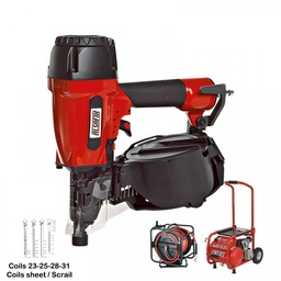 [EL106879] C28/70 pneumatic nailer + compressor and air reel