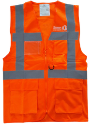 [EP117133] Fluorescent HV multi-pocket vest BY IMMO Life begins here (front heart + back)