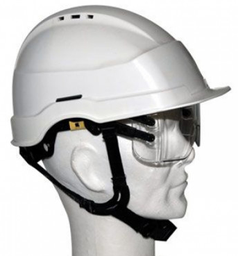 [EP121371] Iris II white helmet with label holder, goggles and 4-point chin strap, HILTI customer