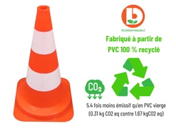 [SI132180] Cône de balisage ECO 500 mm plastique 100 % recyclé